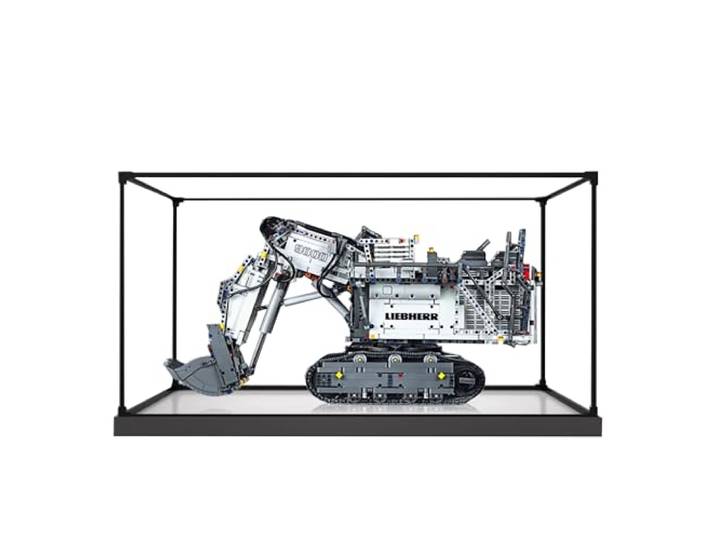 Acryl-Vitrine für Lego 42100 R9800 Baggermodell, 3 mm staubdichte Schaukasten, Vitrine kompatibel mit Lego 42100 (Modell nicht im Lieferumfang enthalten) (Rahmen aus Legierung) Weiß