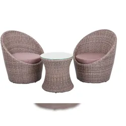 DELUKE Bistro-Set DARIA Korianderbraun Kunststoff Balkonset Gartenmöbel-Set Club-Set Bistrotisch Outdoor Sitzgruppe