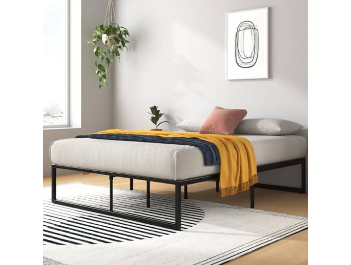 Zinus Lorelai Lattenrost für französisches Bett, 120 x 190 cm, Bettgestell mit Metalllatten im Lieferumfang enthalten, Höhe 36 cm, mit Stauraum darunter, einfache Montage, Schwarz