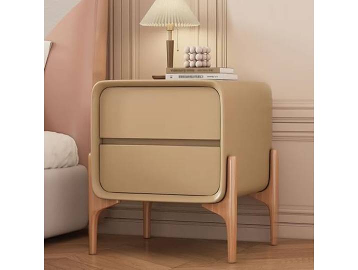 THKSGIV Nachttisch, moderner Nachttisch mit Massivholzschublade, stabiler Nachttisch, Superfaser-Lederumwicklung, langlebiger Nachttisch für Schlafzimmer, Wohnzimmer, Büro (50 x 40 x 50 cm