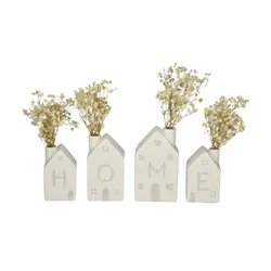 HOME STORY 4er Set Vasen "Home"   , weiß , Dolomite,Naturprodukte , Maße (cm): B: 7 H: 12 T: 3.5