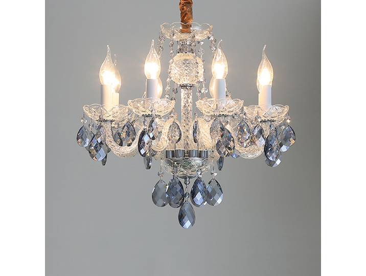 Lustre en cristal doré de Style européen, lampe suspendue aux chandelles de chambre à coucher, lumière bleue de Villa de luxe