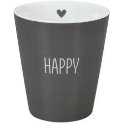Krasilnikoff Happy Mug Becher Happy, 330 ml, chacoal