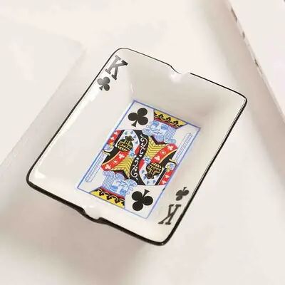 ModernMart Royal Poker Ceramic Ashtray Decorative Smoking Tray For Home Office Lounge c