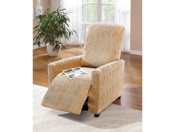 Stretchbezüge mit toller Struktur, Beige, Größe 105 (TV-Sessel-Bezug)
