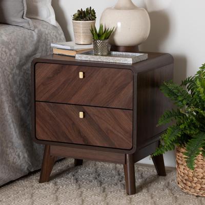 Markell Mid-Century Transitional Walnut Brown Finished Wood 2-Drawer Nightstand by Baxton Studio in Walnut Brown (Size OS)