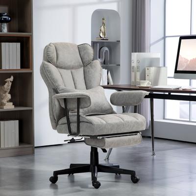 Ostweer Heated Massage Executive Office Chair with 6 Vibration Points, Gray Reclining Desk Chair with Lumbar Support and Footrest