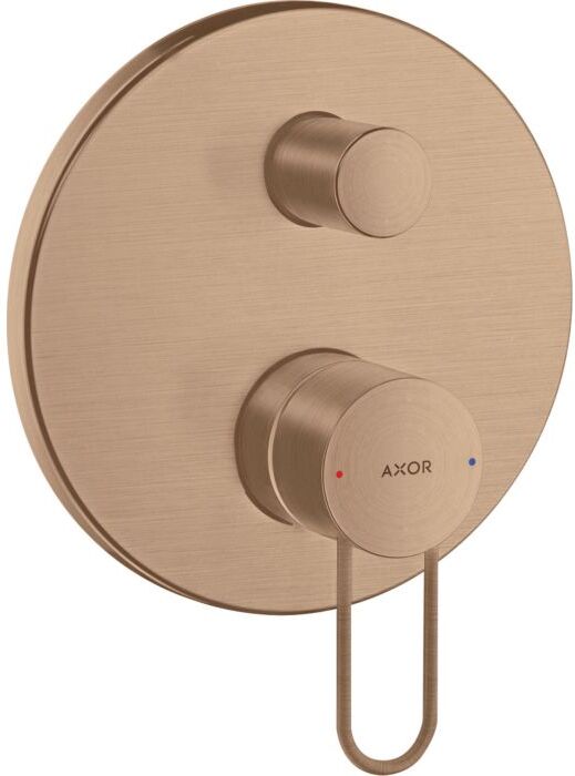 Hansgrohe Axor Uno Fertigmontageset 38428310 Unterputz-Wannenarmatur, mit Bügelgriff, mit integrierter Sicherungskombination, brushed red gold
