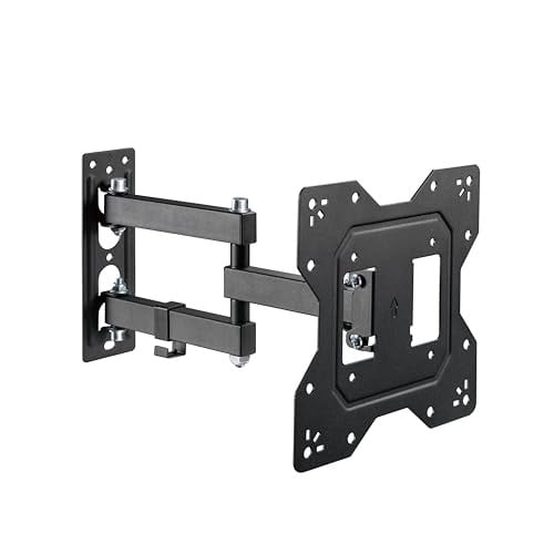 PureMounts Universele TV muurbeugel met scharnierarm, kantelbaar en draaibaar, voor 23-43 inch schermen, max. VESA 200x200 mm, zwart