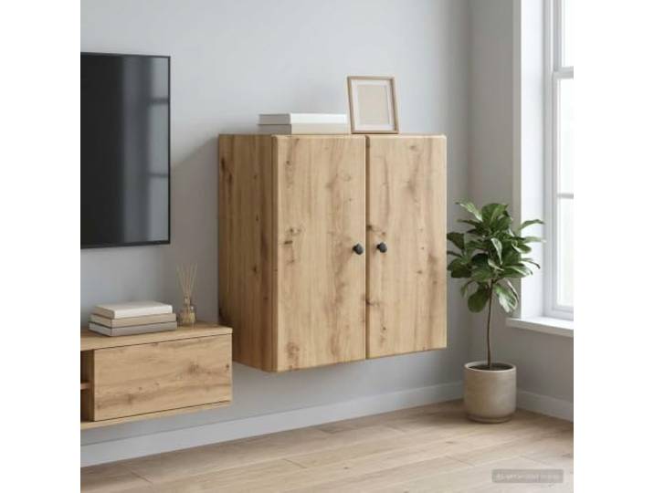 Wandschrank aus Holzwerkstoff Artisan-Eiche 59 x 31 x 60 cm mit Tür Wandmontage, platzsparend, robuste Regalbretter, 90-Grad-Tür, Metallknöpfe, pflegeleichte Oberfläche, vielseitig nutzbar