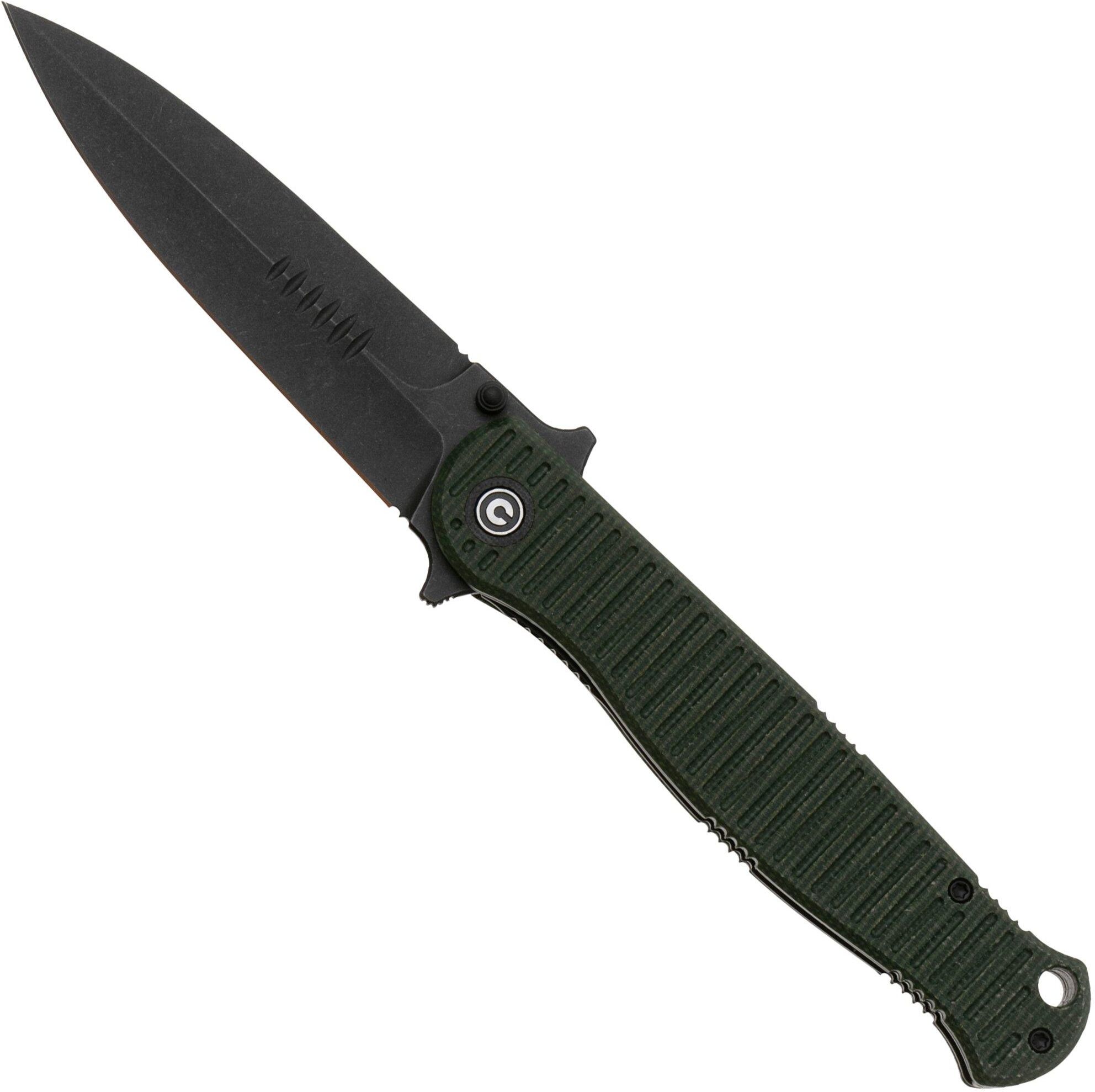 Civivi RS71 C23025-3 Blackwashed Nitro-V, Green Canvas Micarta coltello da tasca, design di Robert Saniscalchi