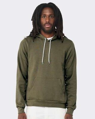 Bella + Canvas 3719 Sponge Fleece Hoodie in Heather Olive size 3XL B3719, BC3719