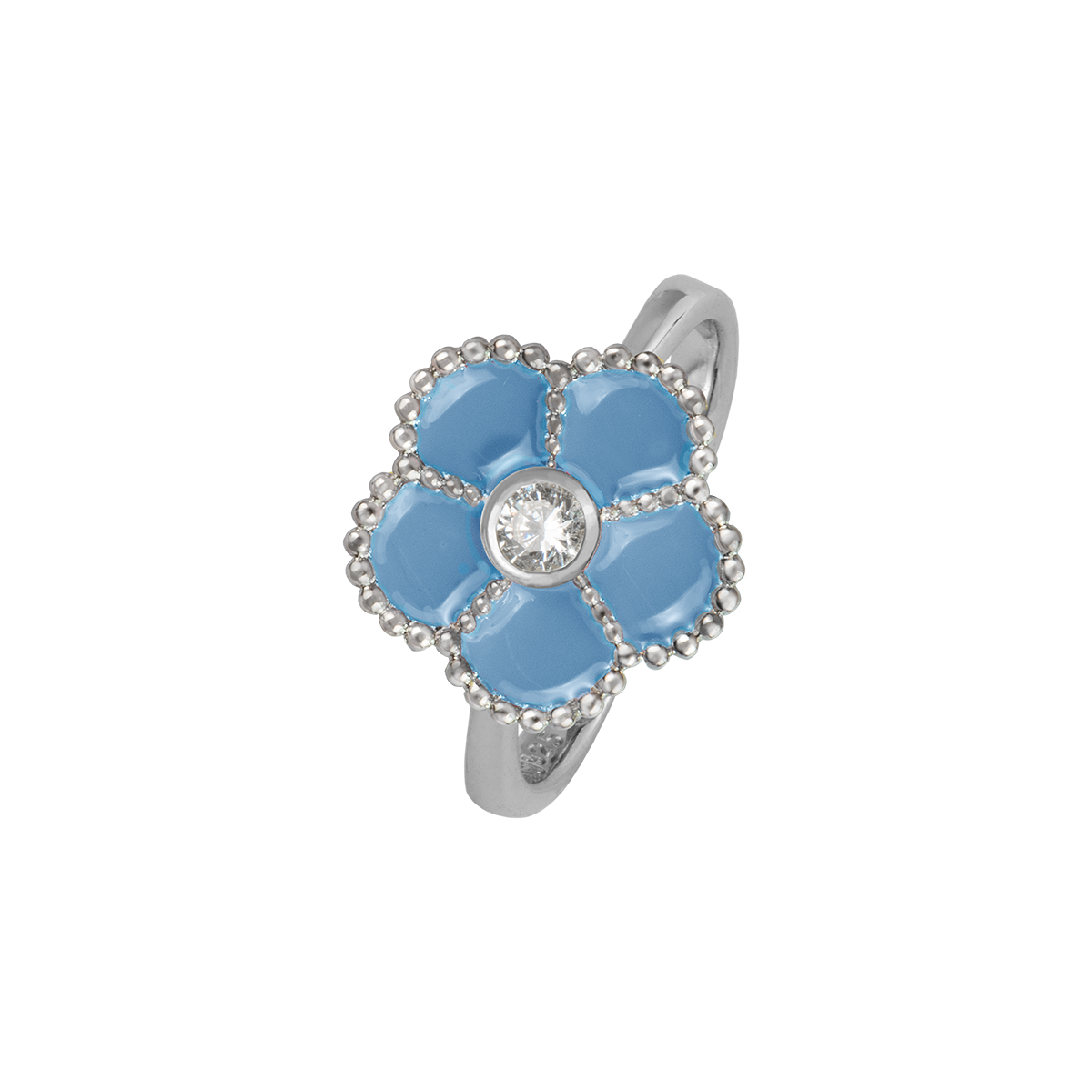 Jacques Lemans Ring Blume Sterlingsilber mit Emaille/Zirkonia