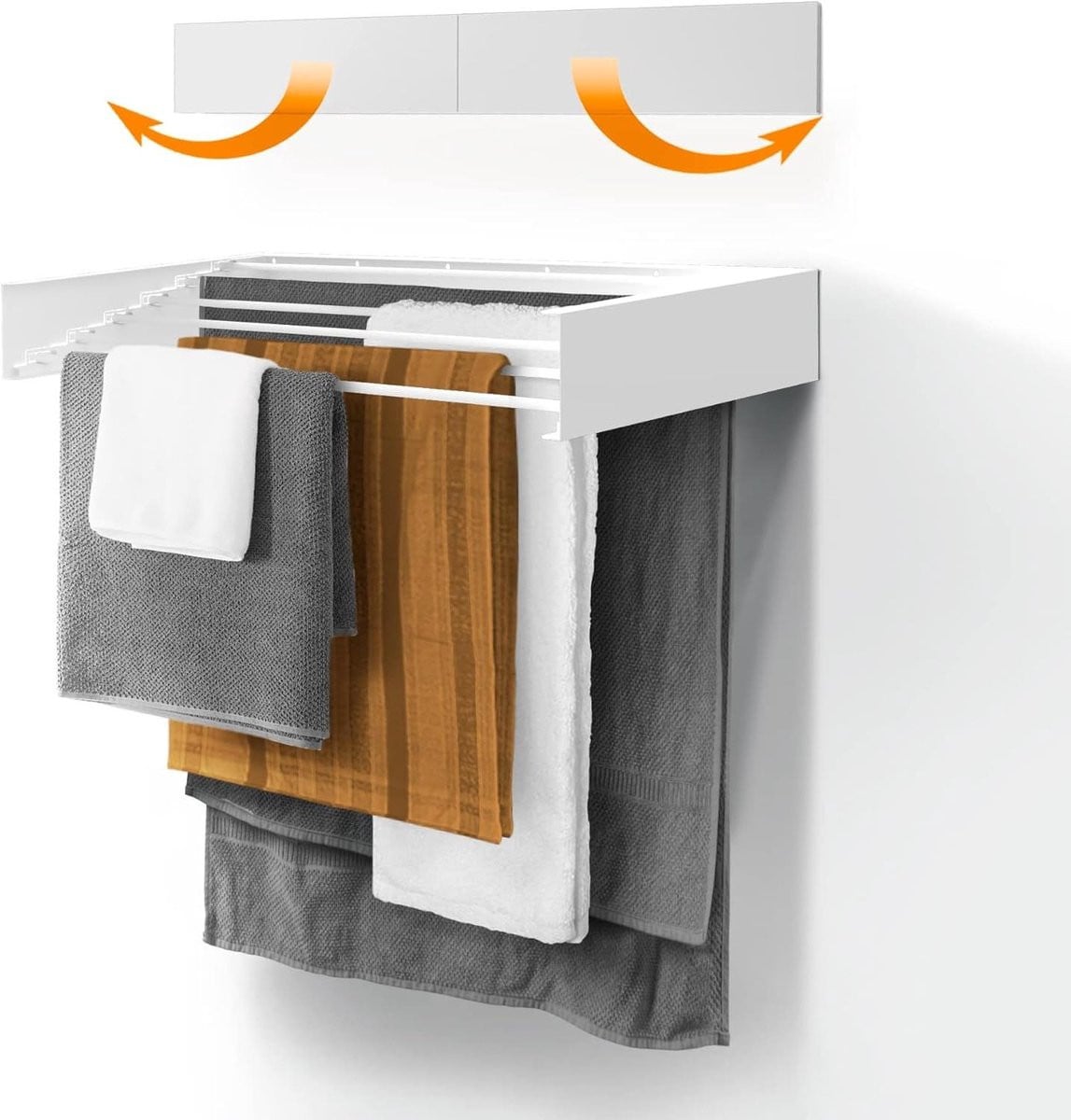 Wit Intrekbaar Wandmontage Droogrek voor Badkamer, Balkon of Terras - 100 cm