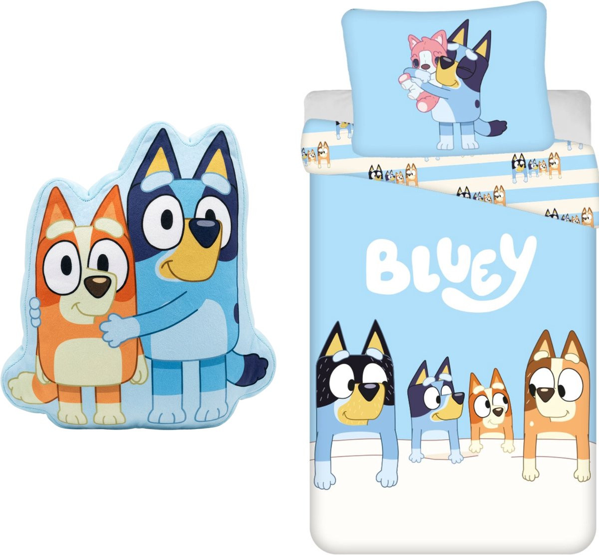 Bluey Dekbedovertrek Eenpersoons 140 x 200 cm met gevormd kussen