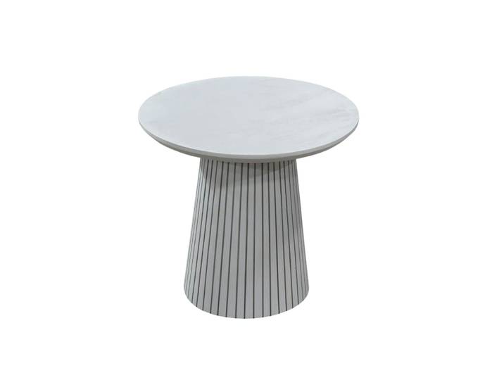 Table d'appoint ronde en bois rainuré gris
