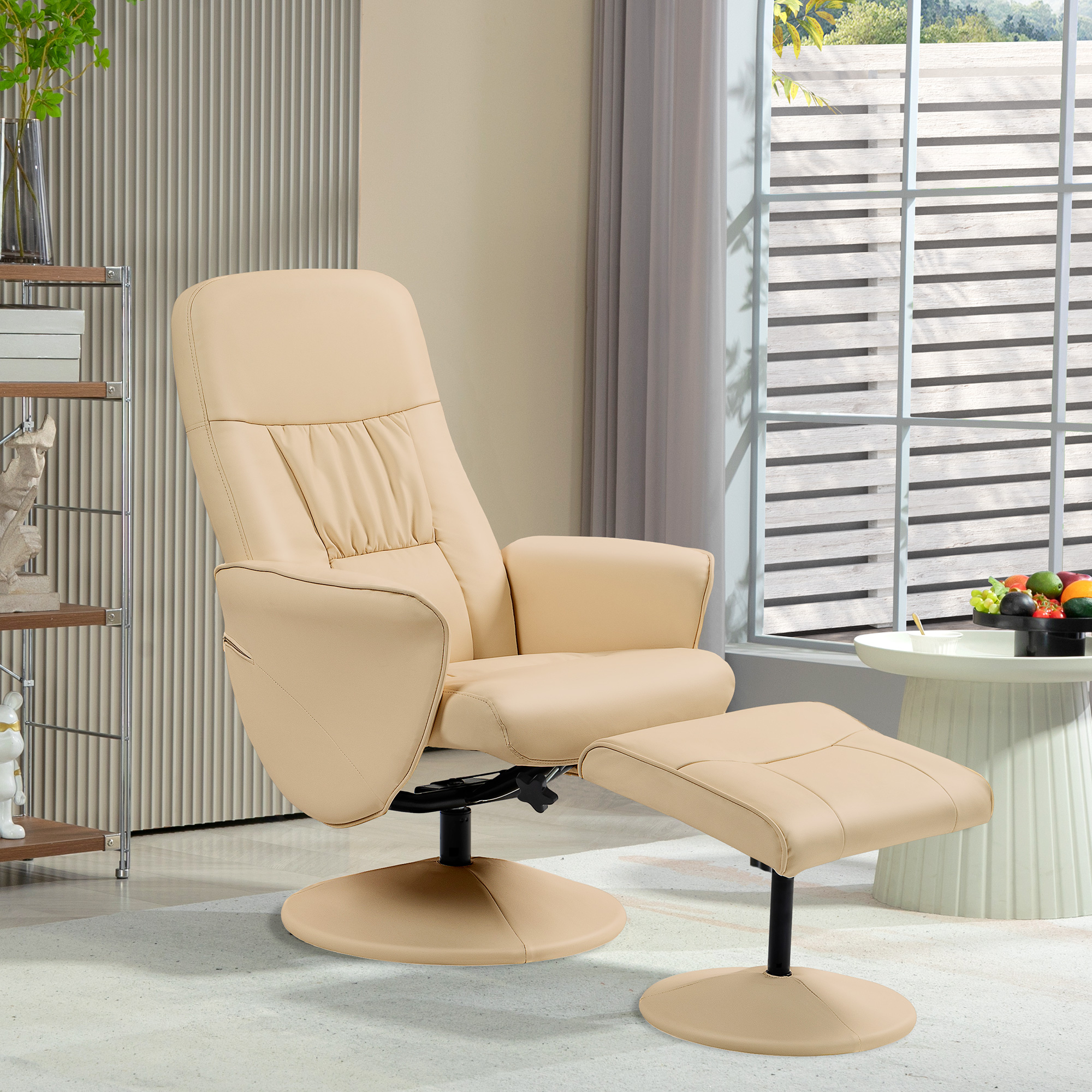 Homcom Poltrona relax con poggiapiedi poltrona da relax con seduta girevole a 360° e schienale inclinabile