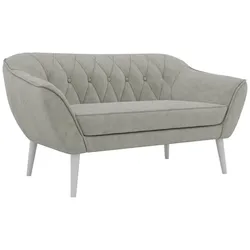 2-SITZER-SOFA PIRS - Hellgrau Stukture - Weiße Beine