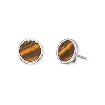 Paar Ohrstecker ENGELSRUFER "POWERFUL STONE TIGERAUGE", braun (silberfarben, braun, braun), Ohrringe, Damen, 10mm, Silber 925 (Sterlingsilber), mit Tigerauge