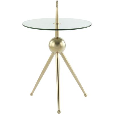 Beistelltisch KAYOOM "Ontario 325, Runde Glasplatte aus Sicherheitsglas, 100% Edelstahl", gold (gold, klar, gold, klar), B:46cm H:70cm T:46cm, 100% Edelstahl, Sicherheitsglas, Tische, Beistelltisch, Minimalistisch, Gestell in Tripod-Design, mit...