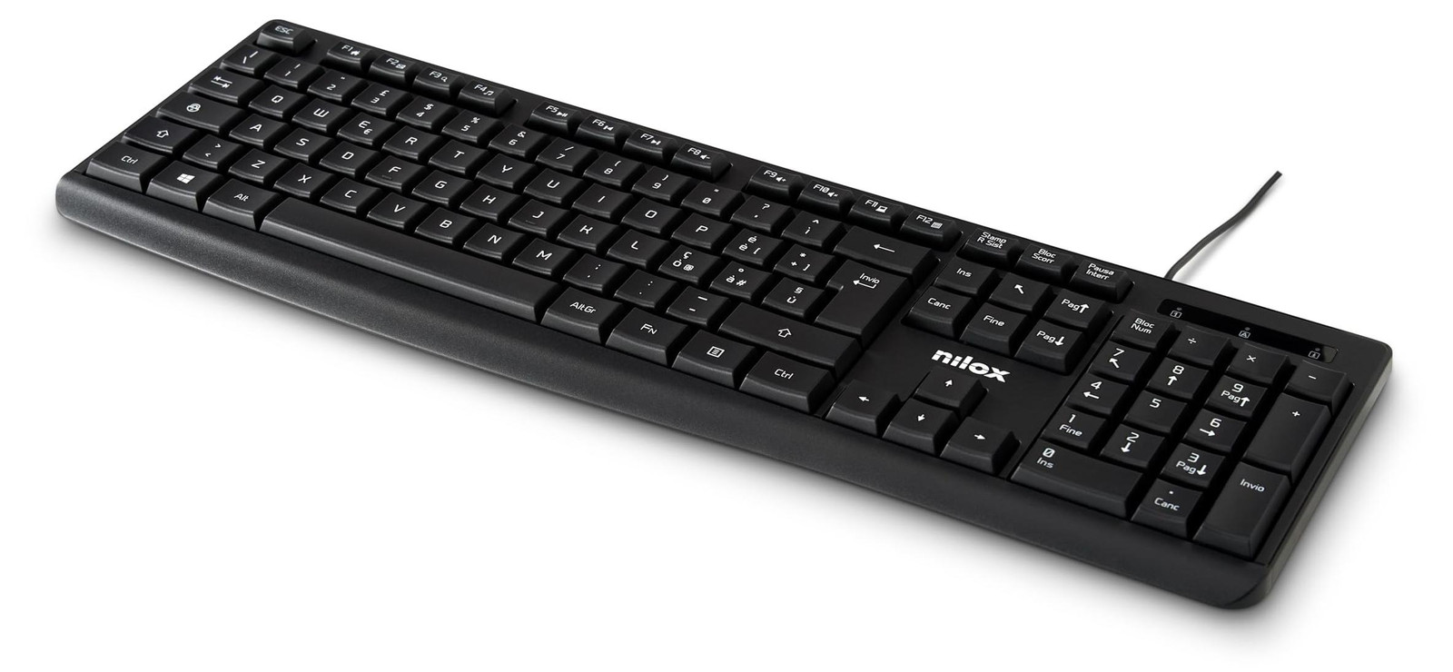 Nilox NXKBIT000013 USB-toetsenbord, compact en slijtvast, Italiaanse lay-out, zwart