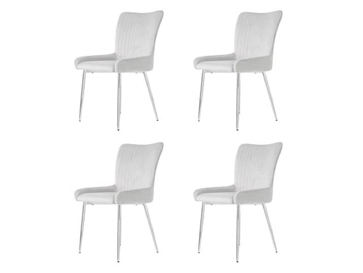 Samt Esszimmerstuhl Wohnzimmer Stuhl im stilvollen, mit vertikaler Rückenlehne und ergonomischer Lendenwirbelstütze, gepolsterte Armlehnen für Komfort, 4 verstellbare Metallbeine (Grau+Silber,4)
