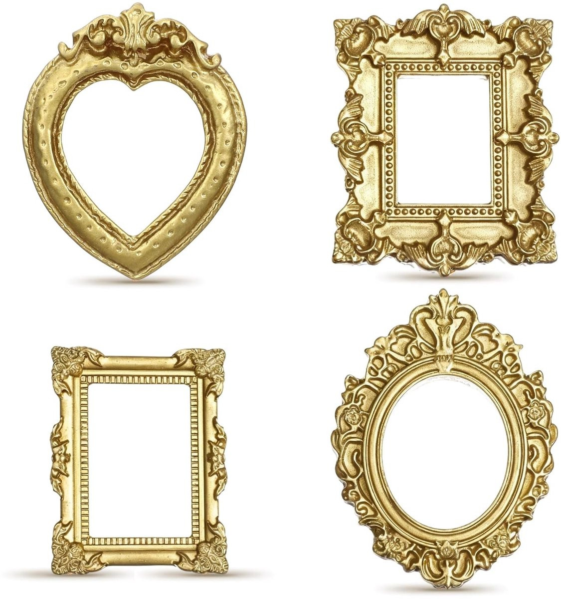 Dailygoods - 12 stuks mini fotolijsten in gouden vintage stijl voor decoratie