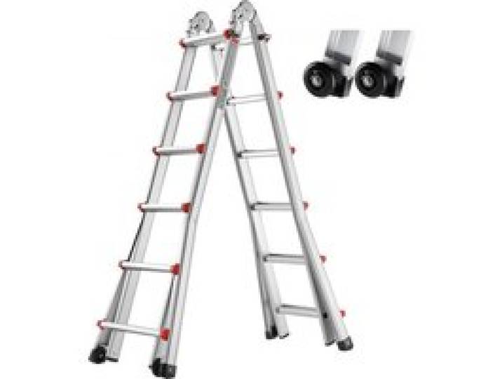 VEVOR Telescopische Ladder met A-Frame, 6230 mm Compacte Aluminium Uitschuifladder, Multifunctionele Ladder, Trapladder, Aanleunladder, Opvouwbare Ladder voor Huiswerk, Trappen, Binnen- en Buitendaken, Draagvermogen 150 kg