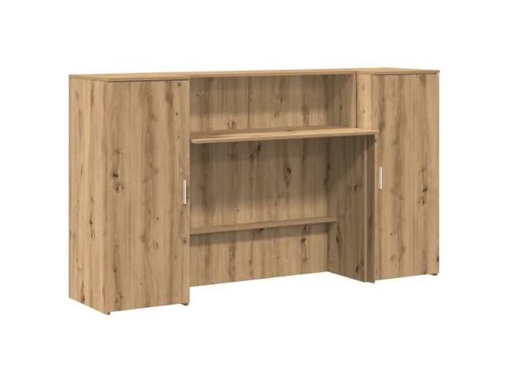 HKLGBVCR Empfangsschreibtisch, Eiche, handgefertigt, 180 x 50 x 103,5 cm Integrierte Theke, Stauraum, vielseitig einsetzbar, Holz, Wandbefestigung im Lieferumfang enthalten