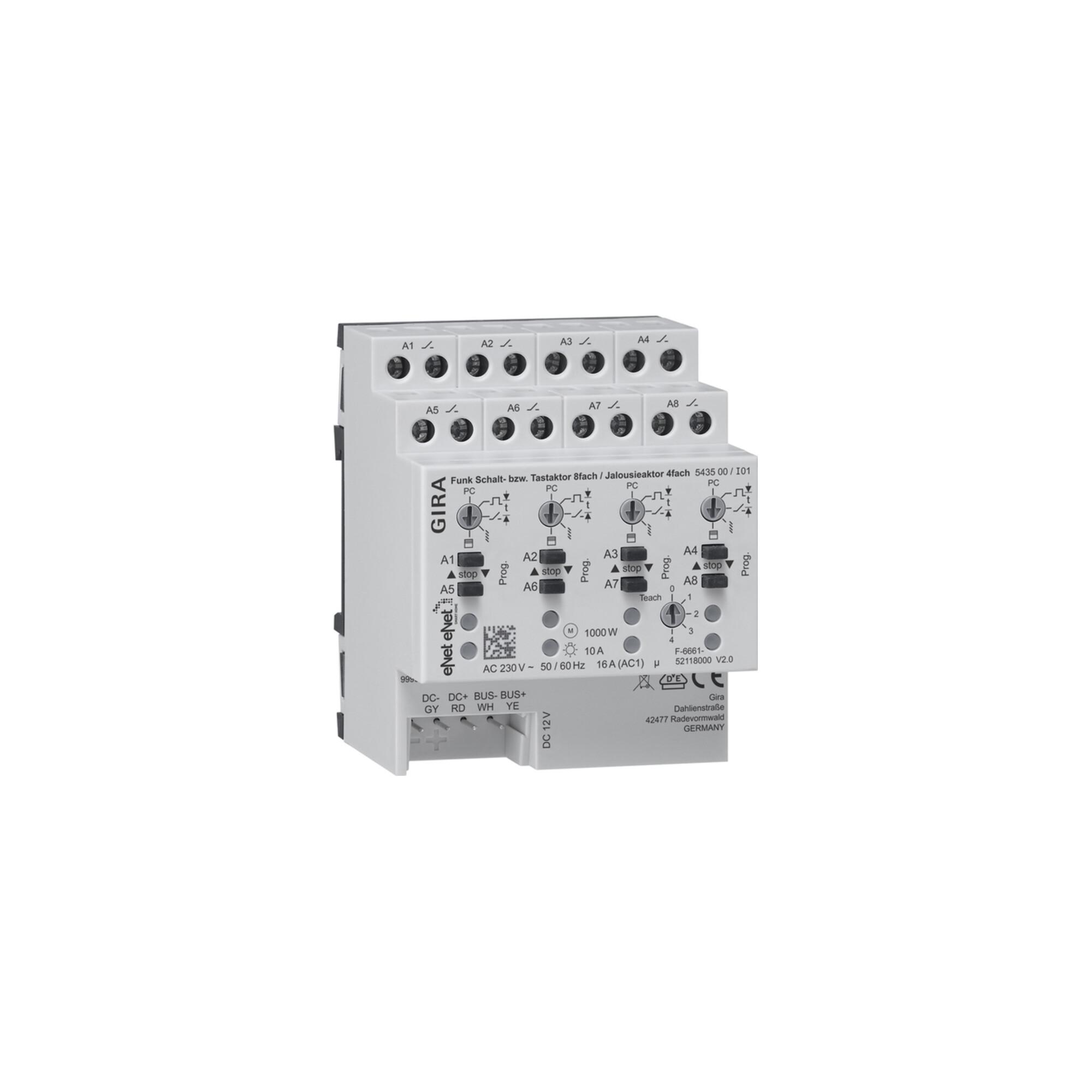 Gira Funk Schalt-/Jalousieaktor REG 8f 4f 543500)