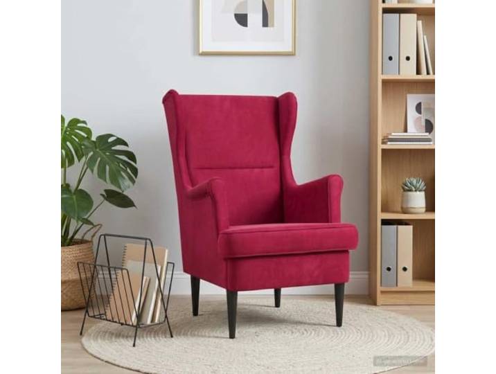 YUTAASU Velvet Armchair Wine Red for Living Room Removable Cushion, Wood Legs, Sturdy Metal Frame, Modern Accent Chair for Bedroom