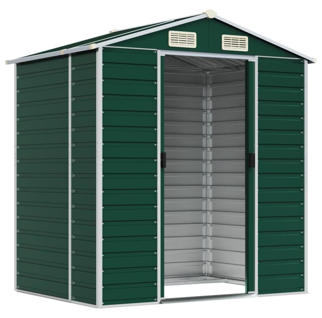 Gerätehaus Grün - 191x130x198 cm - Verzinkter Stahl - Mit Belüftung für die Gartennutzung