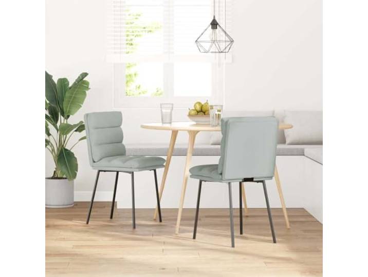 NLQMSU 2 Esszimmerstühle, Hellgrau, Samt Weicher Samtstoff, Sitzfläche aus dickem Schaumstoff, Rahmen aus Metall und Sperrholz, ergonomisches Design