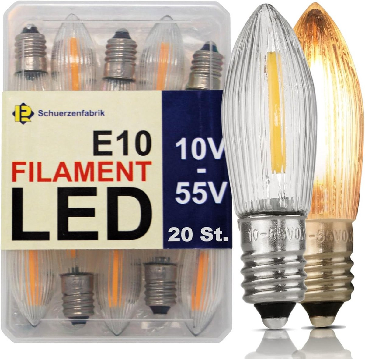 Set van 20 LED Spitse Kaarsen met Geelwarme Filament Reservelampjes voor Sfeerverlichting