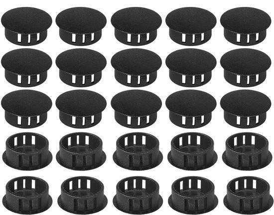 Set van 25 zwarte afdekdopjes van plastic, 16 mm