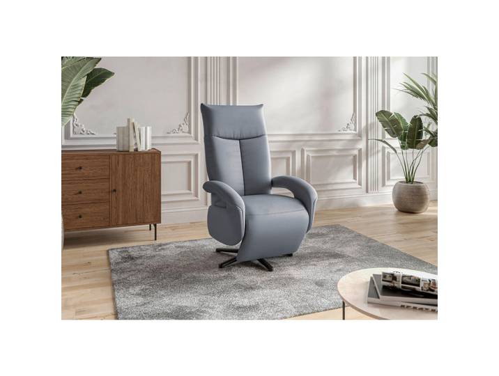 Sit & More Sessel, Graublau, Metall, Echtleder, Nappaleder, 74x112x82 cm, Goldenes M, Made in Europe, DGM-Klimapakt, Sitzfläche 360° drehbar, gepolsterte Armlehnen, Wohnzimmer, Sessel, Sonstige Sessel