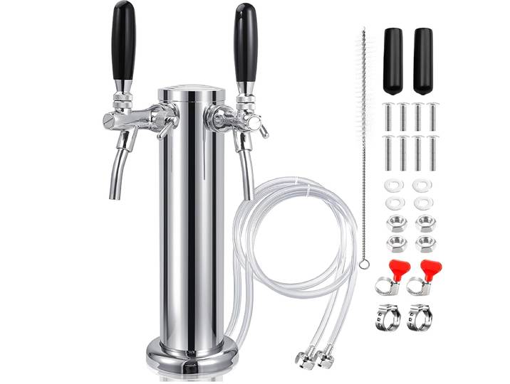 Tour à bière réglable à 2 robinets, distributeur de bière de 3 pouces, tour de fût avec connecteur de coupleur de fût, Kit de pièces de ligne de bière Kegerator