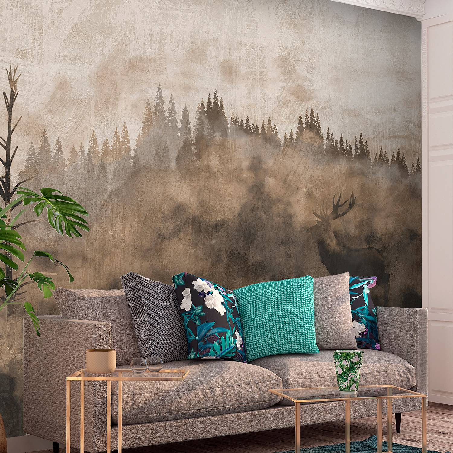 home24 Fotobehang Memory of the Wild, Bruin, B: 200 cm, H: 140 cm