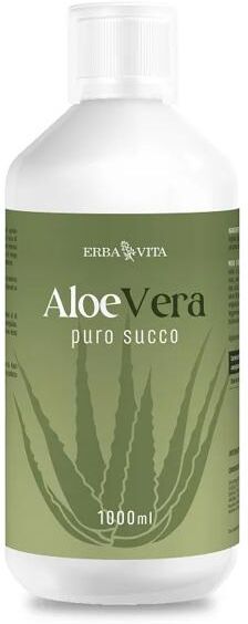 Erba Vita Aloe Vera Puro Succo 1000 ml Integratore Emolliente e Lenitivo
