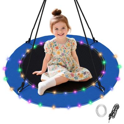 "40"" Tree Swing with Adjustable Multi-Strand Hanging Ropes for Tree - Black&Blue"