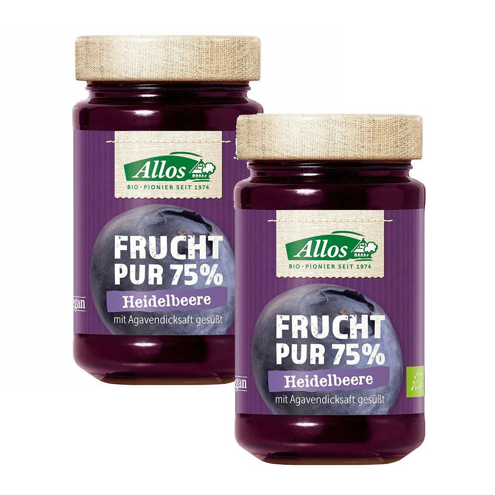 Allos Bio Frucht Pur 75 %, Heidelbeere 2x200 g Creme