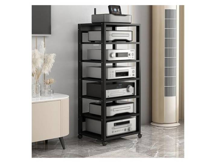 audio rack hifi regal 7-stufiger 131 Cm Hoher Audio-Video-Rack-Tower/TV-Stereo-Medien-Aufbewahrungsschrank, Regale For Lautsprecher Und Verstärker, Ständer For Spielekonsole, Receiver, DVD-CD-Player,