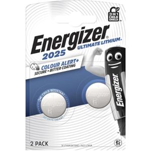 Energizer Knopfzelle Ultimate Lithium CR2025, 170 mAh, Lithium, 2 Stück