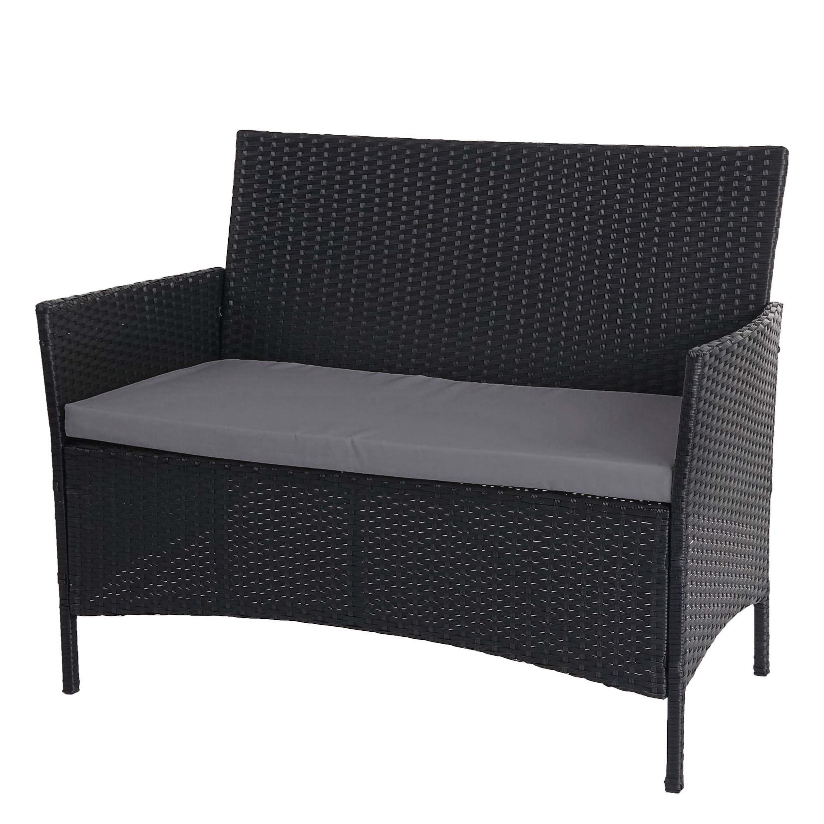 Poly-Rattan Gartenbank Hamar, Sitzbank Bank ~ anthrazit, Kissen anthrazit