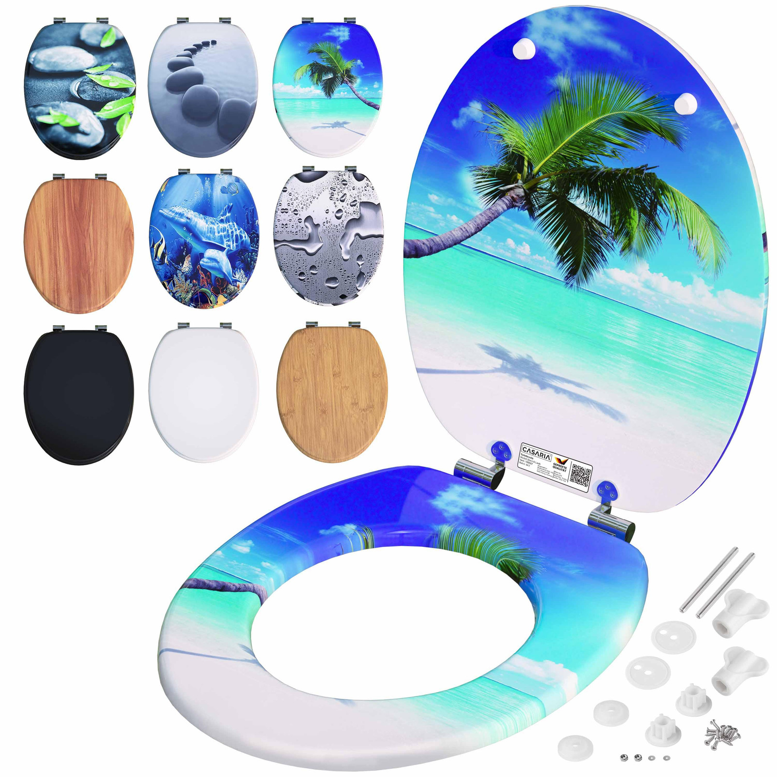 Casaria toiletbril met dubbele zachte sluiting en strandmotief