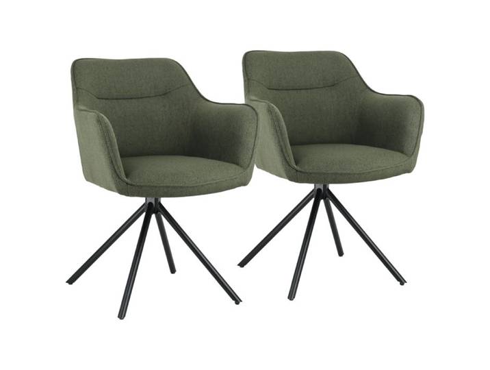 Lot de 2 chaises en tissu vert DANNA