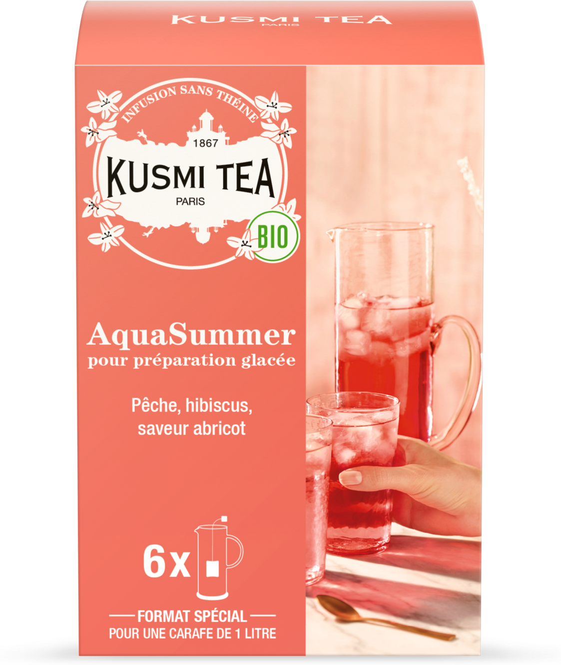 AquaSummer bio - Früchtetee Hibiskus, pfirsich, aprikose, bio - Kusmi Tea