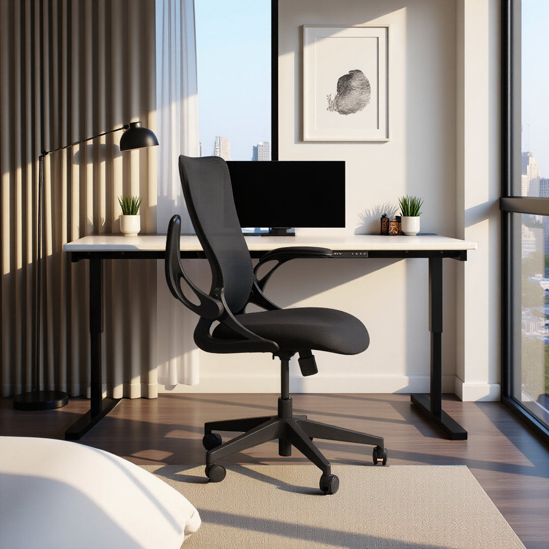 Metro Model U Folding Office Chair – Ergonomic High-Rebound Mesh, Compact Foldable Design, Gaming & Desk Use Black 61cm W X 61cm D