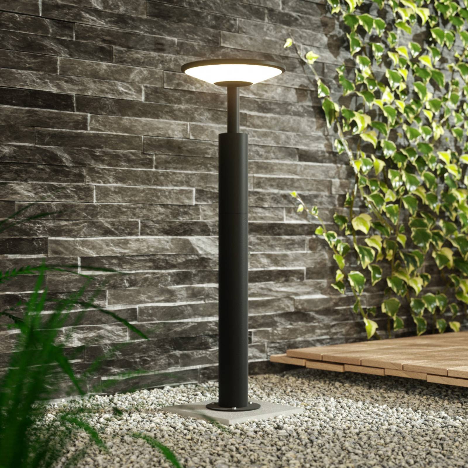 LED Pathway Light Fenia Lucande, Black, Aluminium, Modern, Outdoor lights