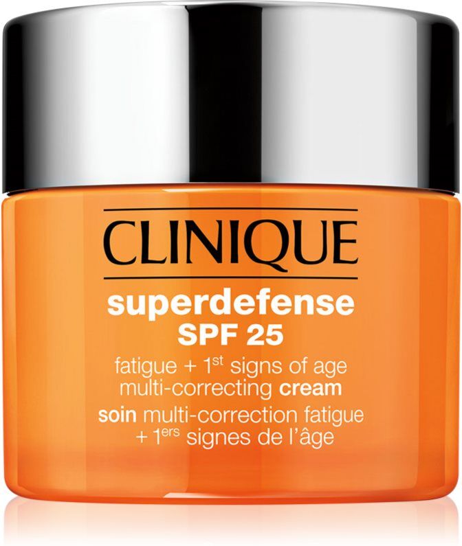Clinique Superdefense™ SPF 25 Fatigue + 1st Signs Of Age Multi-Correcting Cream Creme gegen erste Zeichen von Hautalterung für trockene und Mischhaut SPF 25 50 ml
